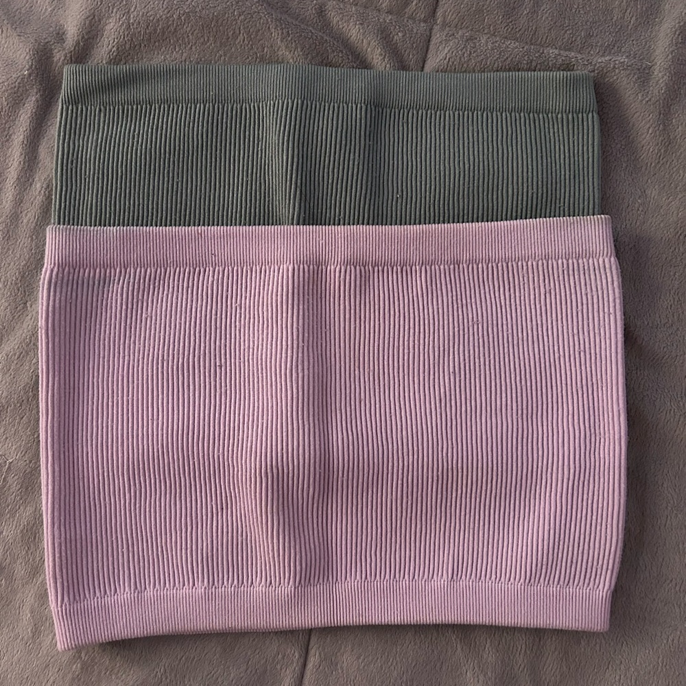 Cotton On 2 pack Ribbed Tube Tops in Lavender and Dark Green